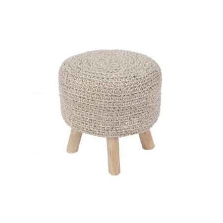 JAIPUR RUGS Solid Neutral Wool Pouf Ottoman - 16 x 16 x 16 in. POF100349